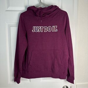 Nike Purple Cowl Neck Hoodie “Just Do It” Silver Logo Size M